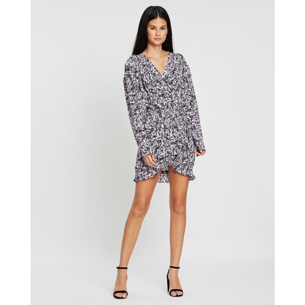 NWT IRO Brasey Abstract Print Mini Dress in Purple Floral Petals size 2 - Picture 2 of 12